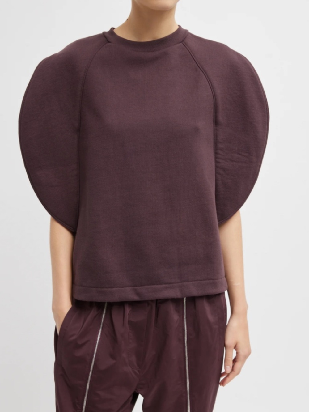 NWOT Tibi Rounded Sweatshirt Sculpted Sleeve Malbec XXS